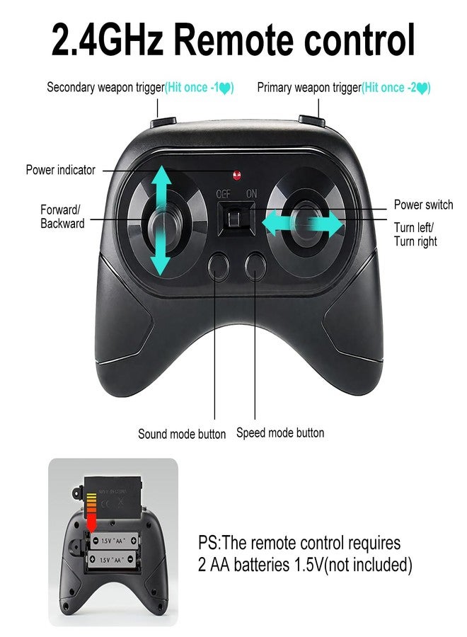 أو بيست دبابات قتالية تعمل بالتحكم عن بعد، مزودة بنظام الأشعة تحت الحمراء، سيارات هواية تعمل بالتحكم عن بعد، دبابة تطلق النار مع محطة HP، ألعاب عسكرية، هدايا عيد الميلاد والكريسماس للأولاد والبنات من عمر 6 إلى 12 سنة، عبوة من قطعتين - Image 3